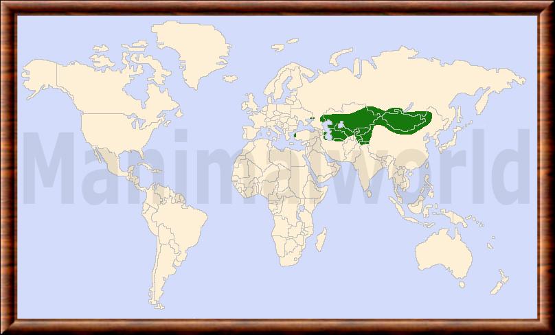 Carte de répartition du chameau de Bactriane Camelus bactrianus distribution