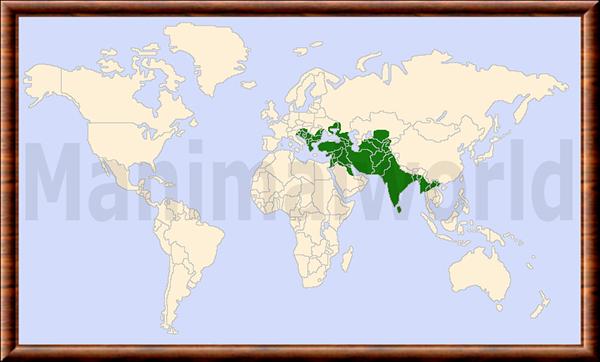 Carte de répartition du chacal doré Canis aureus distribution