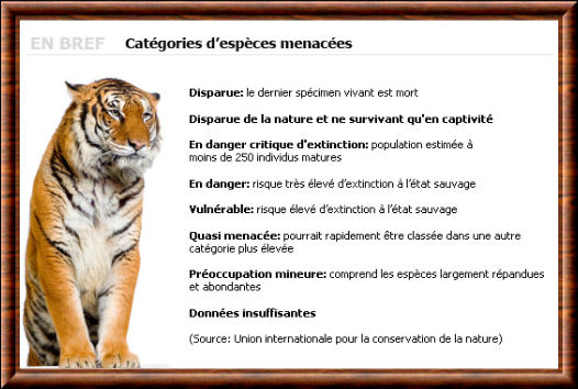 Catégories d'espèces menacées