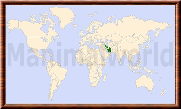 Carte de répartition du mouflon d'Asie Ovis gmelinii distribution