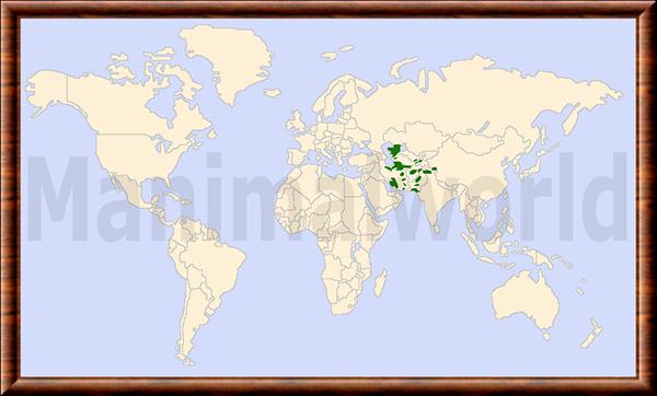 Carte de répartition de l'urial Ovis vignei distribution